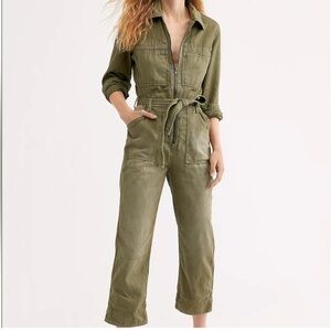 Free People Charlie Utility Jumpsuit Coveralls Olive Army Green